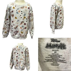 Disney Junior Minnie Rainbow Print Long Sleeve Light Gray Sweatshirt Girls 5T